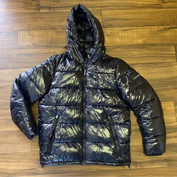 X Calvin Klein Men's Snap Front Puffer Jacket, Black, Sz M - Picture 2 of 7